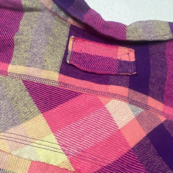 NWT FREE PEOPLE $148 SO LONG SUMMER COTTON FLANNEL SHIRT L PINK PLAID Button - Picture 11 of 12